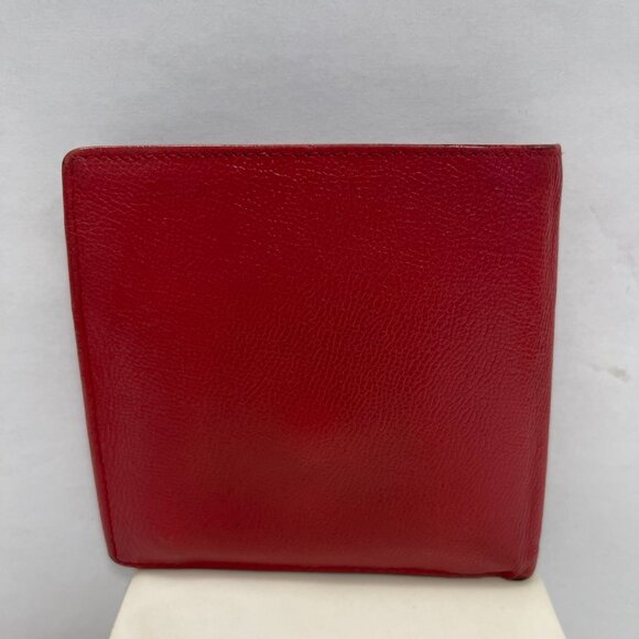 Yves Saint Laurent (YSL) Vintage Red Leather Compact Bifold Wallet - Preowned - Picture 3 of 11